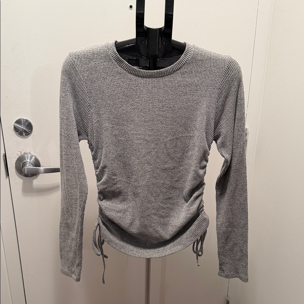 Revamped Heather Gray Ruched Long Sleeve Top